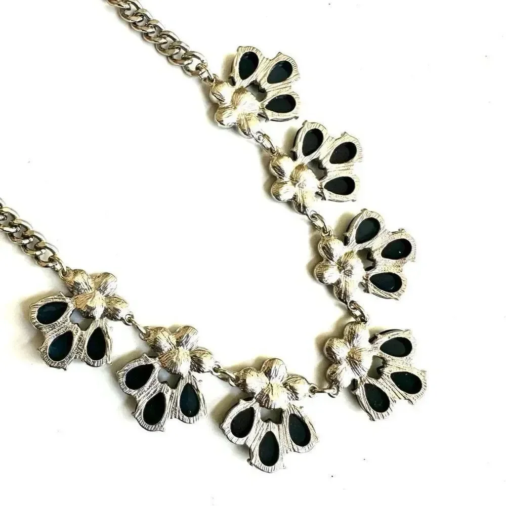 Charming Charlie Blue rhinestone statement necklace